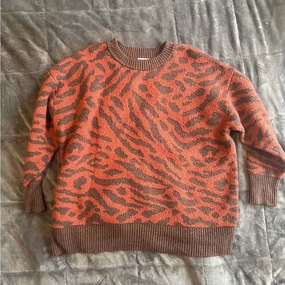 Ava & Viv Women's Plus Size 3X Brown Animal Print Sweater